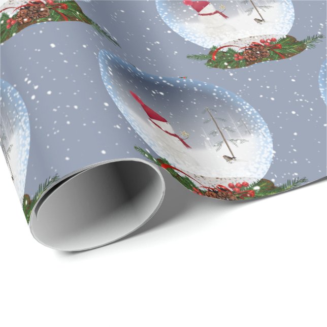 Cadeau Snowman Dans Le Papier D'Enveloppement Du Globe De (Coin rond)