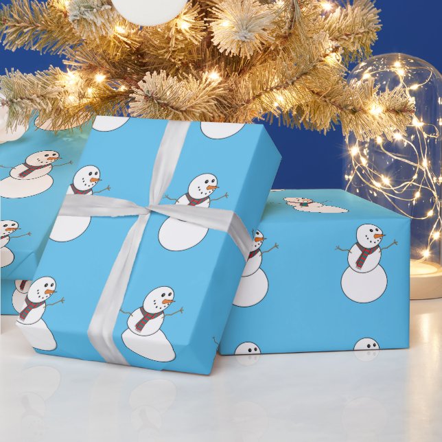 Cadeau Snowman Imprimer Papier à envelopper bleu pour Noë (Vacances)