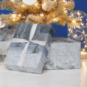 Cadeau Snowy Noël arbres scène emballage papier