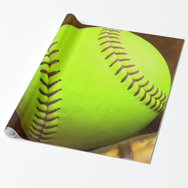 Cadeau Softball Yellow Fast Pitch 8U 10U Papier d'envelop (Déroulé)