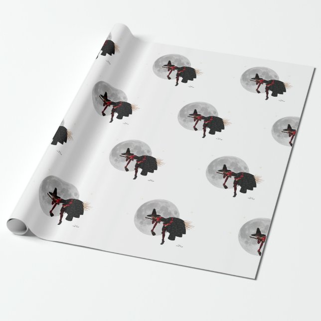 Cadeau Sorcière Tipsy sur papier d'enveloppement de chamb (Déroulé)