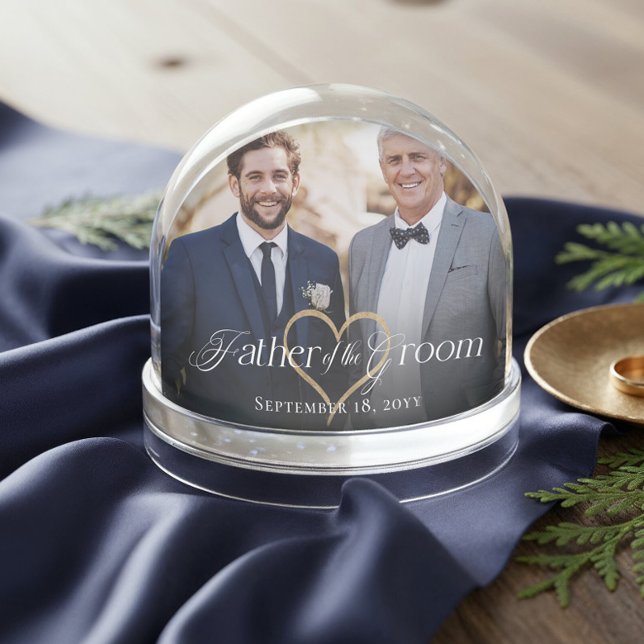 Cadeau-souvenir élégant pour le père du marié en p (Elegant Father of the Groom Photo Memory Keepsake Snow Globe)