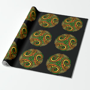 Cadeau spirales celtiques enveloppant du papier