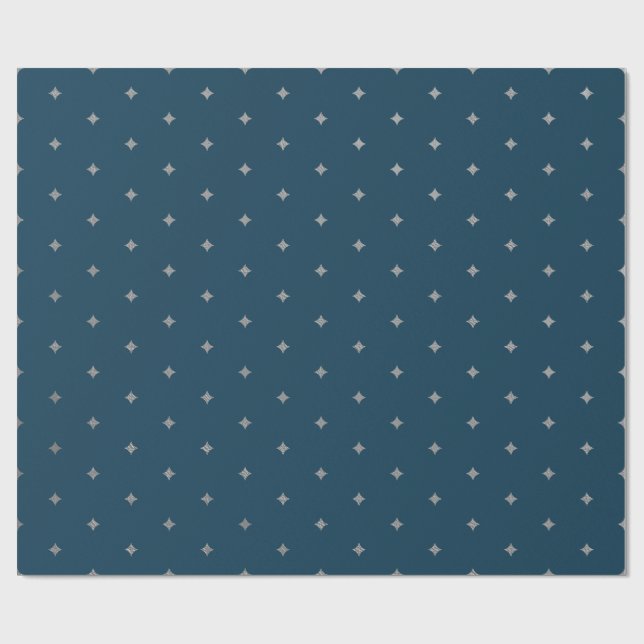 Cadeau Starry Night Silver Stars Blue Wrapper Papier (Plat)