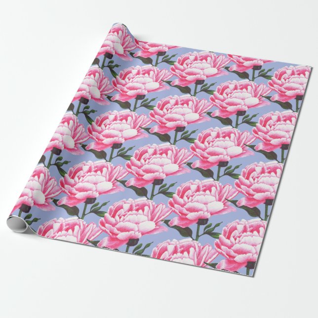 Cadeau Stylo Motif Peony  papier à envelopper (Déroulé)