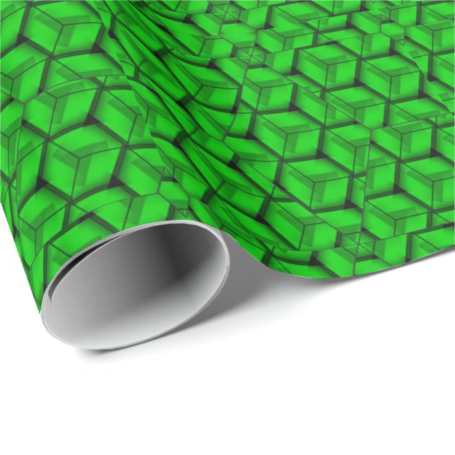 Cadeau Superbe papier d'enveloppement géométrique vert (Coin rond)