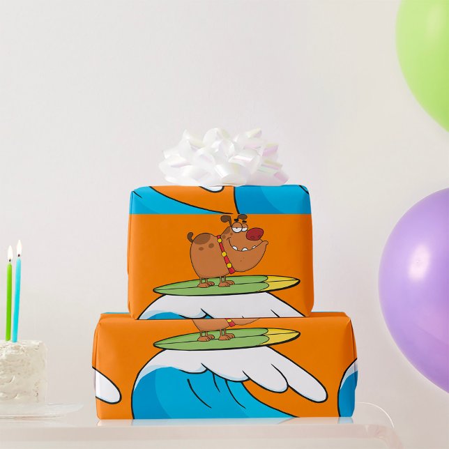 Cadeau Surf Bulldog Funny Chien enveloppant papier (Créateur téléchargé)