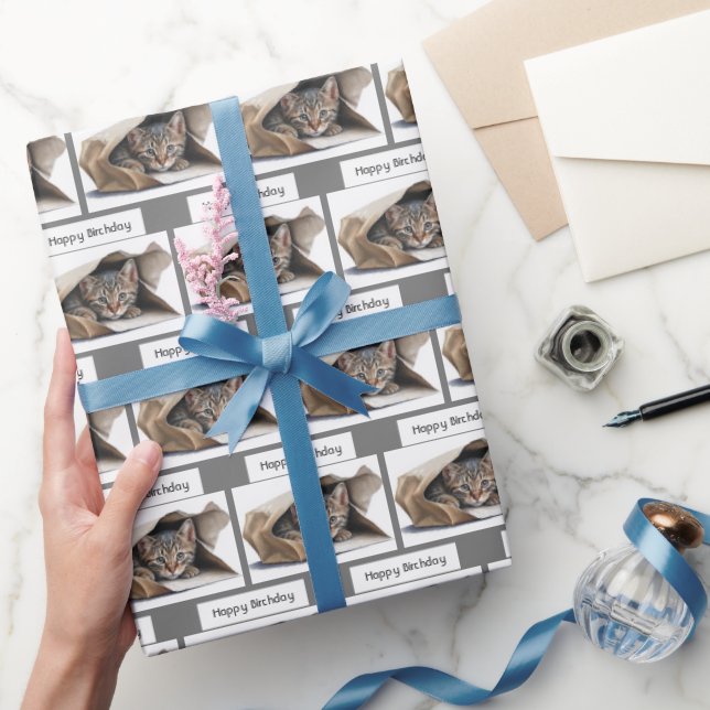 Cadeau Tabby Chat d'anniversaire en sac en papier (Cadeaux)