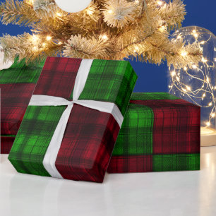 Cadeau Tartan rouge et vert de Noël. Papier d'emballage