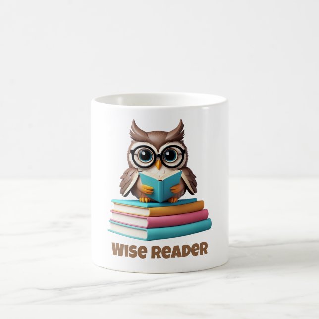 Cadeau Tasse à Café Chouette Lecteur Sage (Centre)
