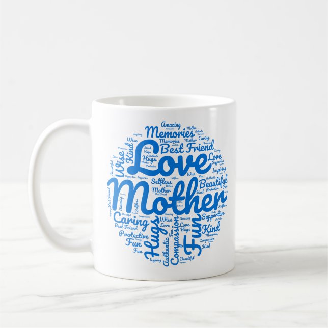 Cadeau Tasse à Café Nuage de Mots Maman (Gauche)