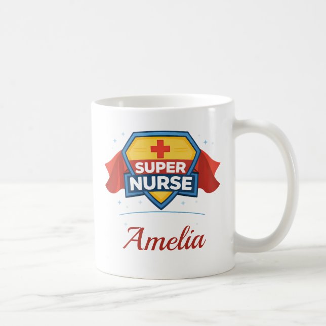 Cadeau Tasse à Café Super Infirmière avec Nom Pers (Droite)