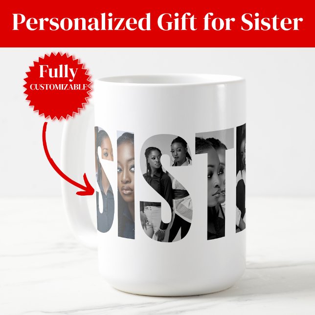 Cadeau Tasse Café Collage Photo Sœurs (Sisters Photo Collage Coffee Mug Gift)