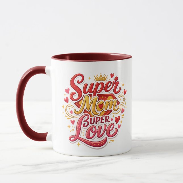Cadeau Tasse Super Maman Design Mignon (Gauche)