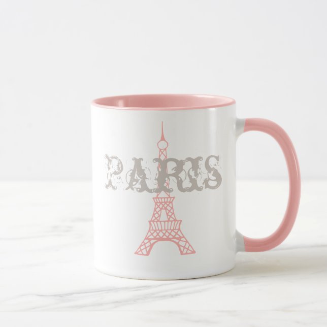 Cadeau Tasse Tour Eiffel Paris Rose  (Droite)