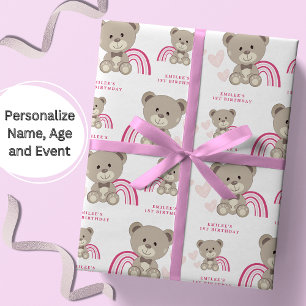 Cadeau Teddy Bear 1er Anniversaire Papier à enveloppement