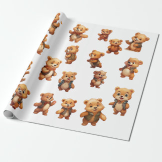 Cadeau Teddy Bear Anniversaire Papier Enveloppant Rouleau