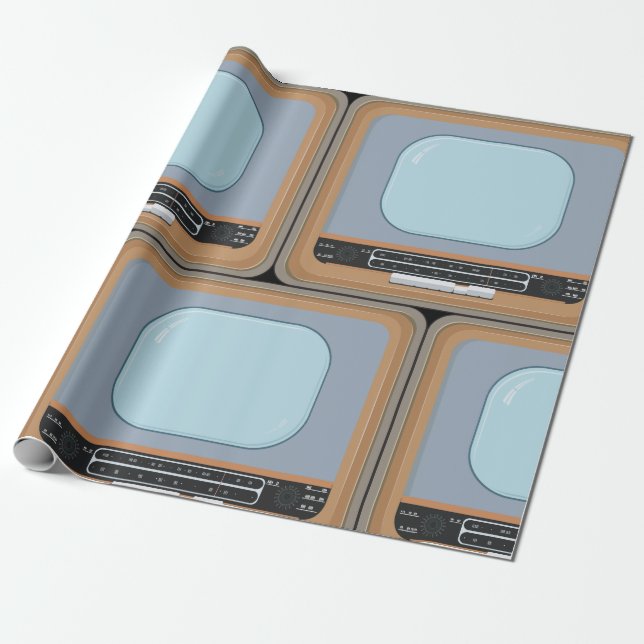 Cadeau Télévision à l'ancienne Retro TV papier d'envelopp (Déroulé)