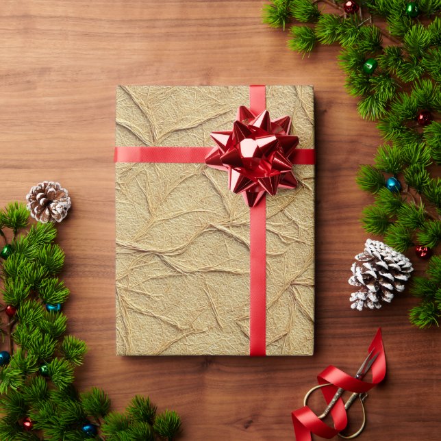 Cadeau Texture de papier fait main naturel en beige chaud (Cadeau de vacances)