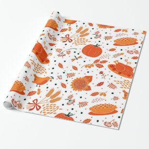Cadeau Thanksgiving dunner motif papier d'emballage de va
