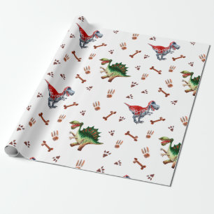 Cadeau Tiny Tracks Aquarelle Bébé Dinosaure Papier à enve