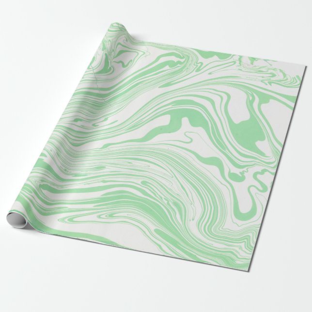 Cadeau Tourbillons de papier vert et Marbre blanc (Déroulé)