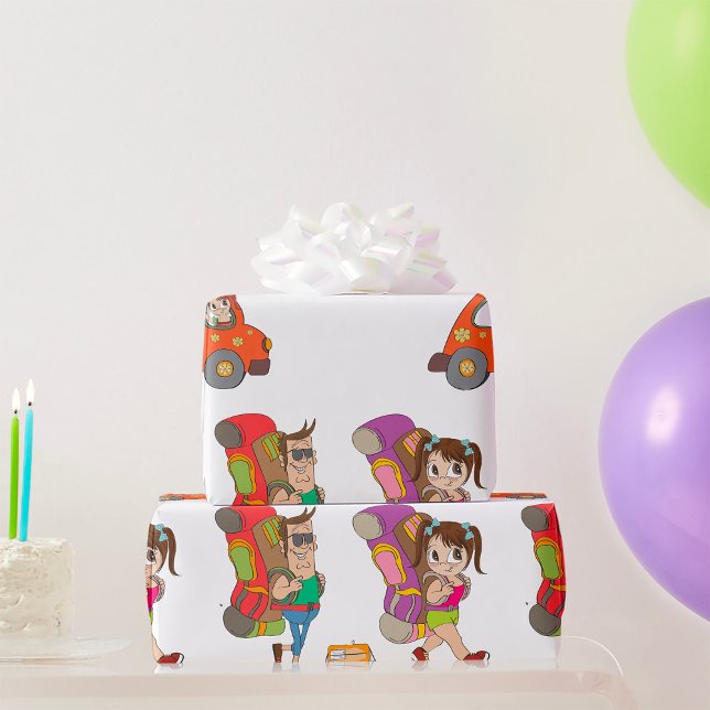 Cadeau Touristes Avec Sacs À Dos Papier D'Emballage Voyag (Créateur téléchargé)