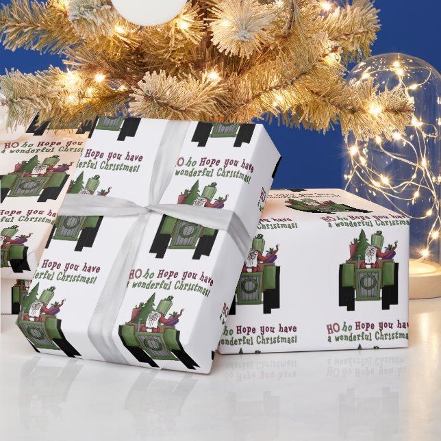 Cadeau Tracteur Père Noël Papier d'emballage de vacances (Vacances)