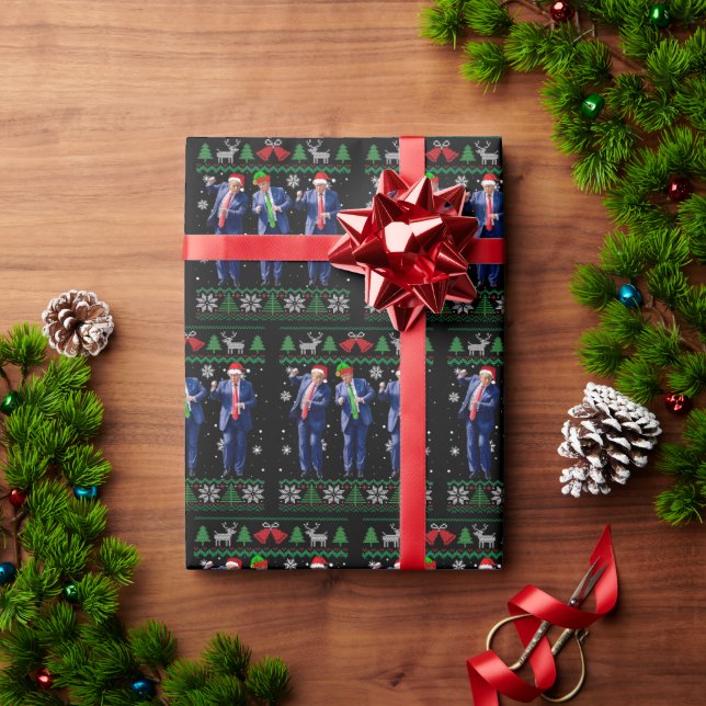 Cadeau Trump Envelopper le papier Noël Drôle amusant Trum (Cadeau de vacances)