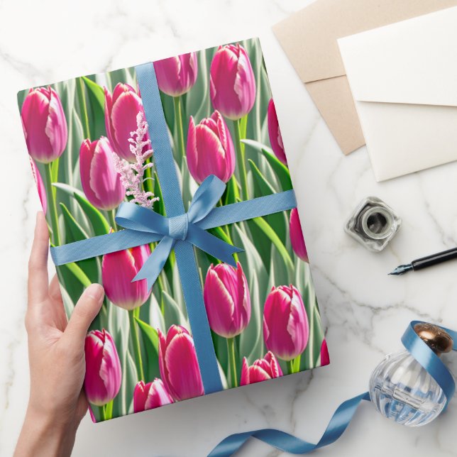 Cadeau Tulipes de teintes roses profondes - papier d'emba (Cadeaux)