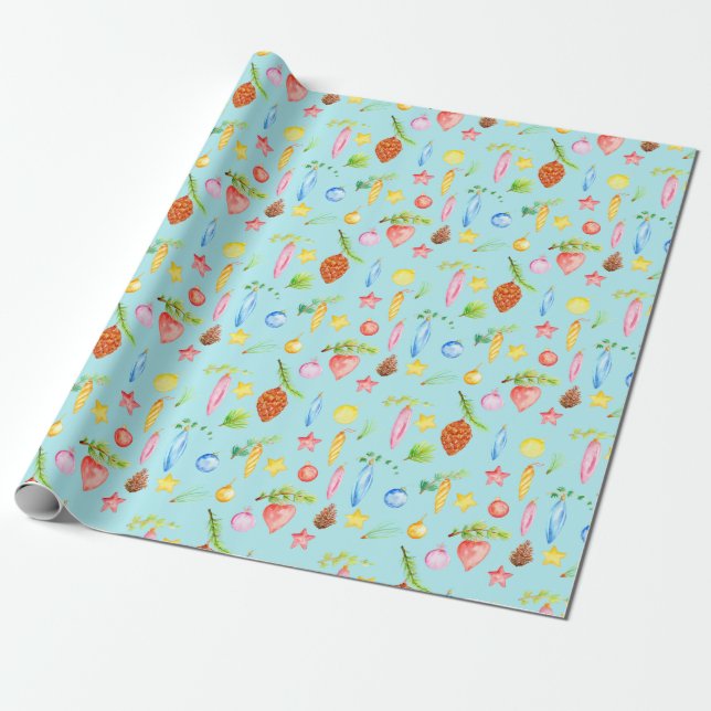 Cadeau Turquoise de papier d'emballage de Noël (Déroulé)