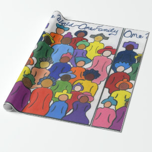 Cadeau Un monde, une famille Papier d'enveloppement multi