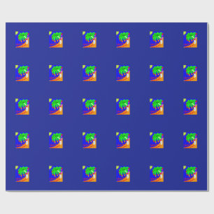 Cadeau Un papier d'emballage avec un cocotier sur