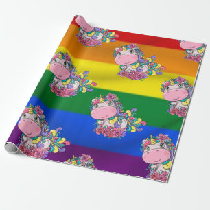 Cadeau Unicorn arc-en-ciel thème papier enveloppement