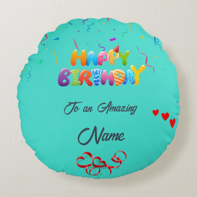 Cadeau unique Coussin rond pour Anniversaires (Devant)