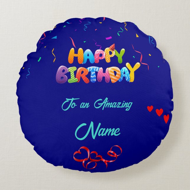 Cadeau unique Coussin rond pour Anniversaires (Devant)