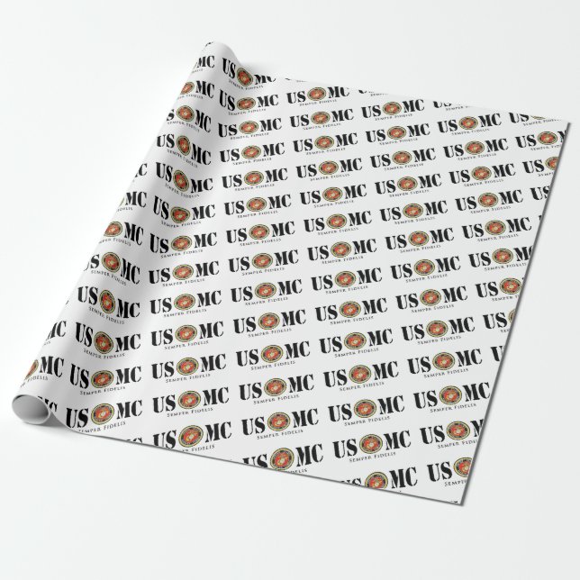 Cadeau US. Papier d'enveloppement du Corps des Marines (Déroulé)
