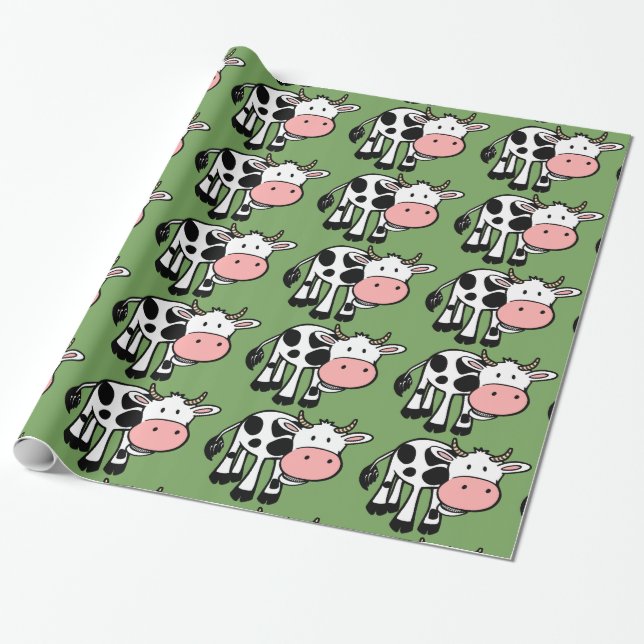 Cadeau vaches de campagne enveloppant du papier (Déroulé)