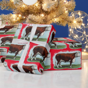 Cadeau Vaches Hereford vintages sur papier d'enveloppemen