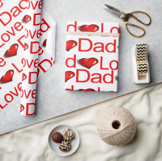 Cadeau Valentine's Day Envelopper Papier Amour Papa Coeur (Artisanat)