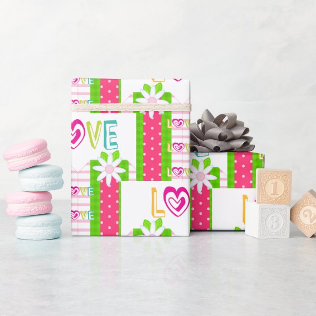 Cadeau Valentine's Day Envelopper Papier Coeurs d'amour (Baby Shower)