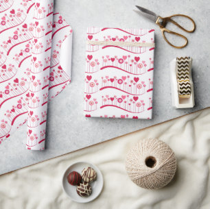 Cadeau Valentine's Day Envelopper Papier Rose Coeurs roug
