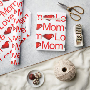 Cadeau Valentine's Day Wrapping Papier Amour Maman Coeurs