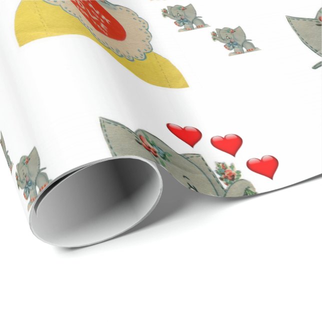 Cadeau Valentine's Day Wrapping Papier Elephant (Coin rond)