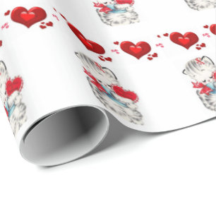 Cadeau Valentine's Day Wrapping Papier Kitten