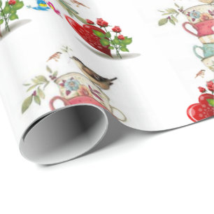 Cadeau Valentine's Day Wrapping Papier Oiseau Vintage