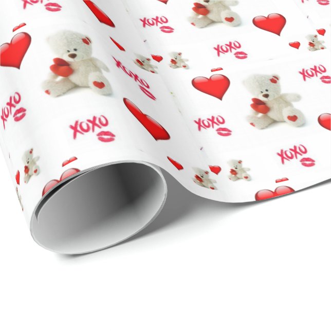 Cadeau Valentine's Day Wrapping Papier Teddy Ours (Coin rond)