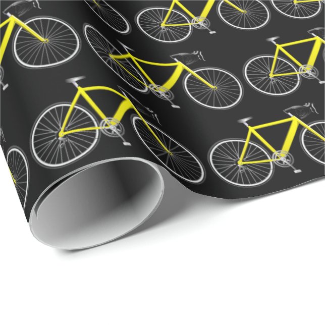Cadeau Vélo Jaune Sur Papier Enveloppé Noir (Coin rond)