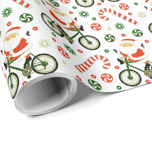 Cadeau Vélo Vacances Papier d'enveloppement de Noël (Coin rond)