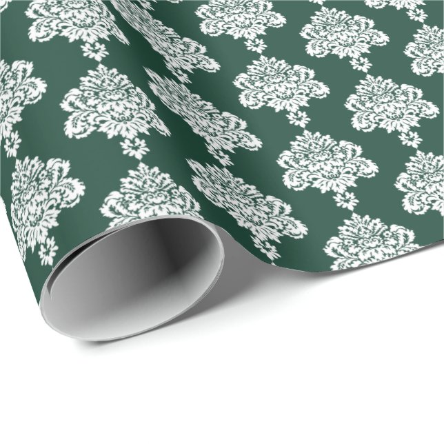 Cadeau Vert chasseur | Papier blanc à enveloppement de Da (Coin rond)